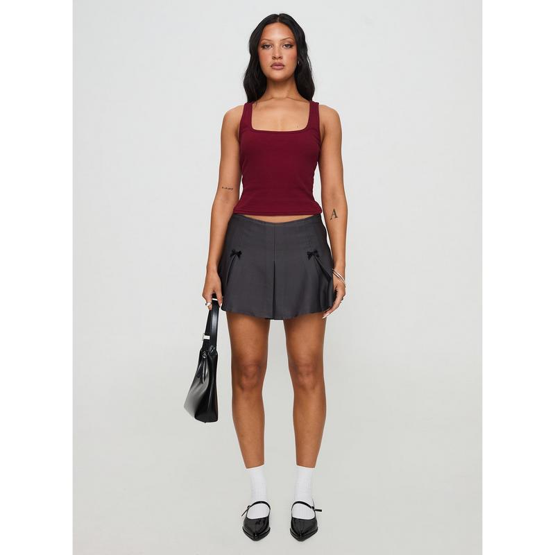 Baseline Square Neck Rib Tank Top Red