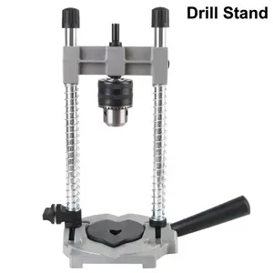 Multi-Functional Woodworking Drill Stand, Steel Column Aluminum Base Support Adjustable 0-45 Degree Angle Power Tool Accessory