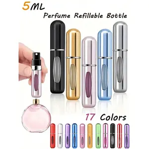 10pcs/6Pcs/2Pc 5ML Perfume Refillable Bottle,Refillable Perfume Atomizer Bottle,Perfume Travel Spray Bottling Dispenser,Mini Portable Empty Liquid Container ,Travel Essentials ,Travel Organizer For Beach ,Summer Vacation Back To School Multicolor Tin