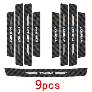 9-Piece Hybrid Car Door Threshold Protector Strip, Anti-Slip Durable Fiber Decorative Trim, Fits Toyota Camry, Lexus Rx, Asian Dragon Hybrid