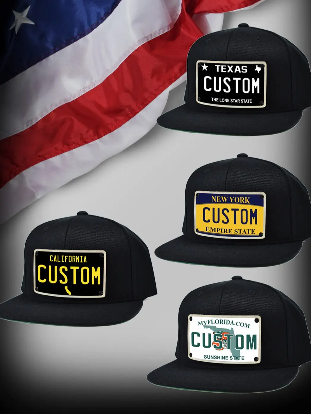 U.S LICENSE PLATE HATS - CUSTOMIZABLE LEATHER PATCH U.S LICENSE PLATE HATS - CUSTOMIZABLE LEATHER PATCH
