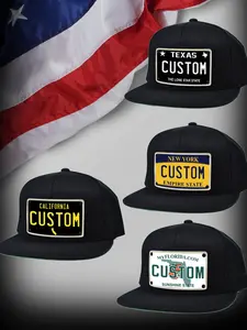 U.S LICENSE PLATE HATS - CUSTOMIZABLE LEATHER PATCH