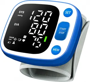 Blood Pressure Monitors for Home Use Rechargeable Wrist Digital BP Machine Cuff with LED Backlit Display, Voice Broadcast, 240 Memory Storage for 2 Users with Carrying Case, Blue