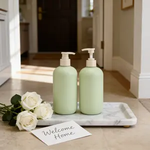 2 Pack 500ML Large Capacity Velvet Pump Bottles, Home Travel Refillable Shampoo Shower Gel Bottle, Bathroom Storage Empty Bottles