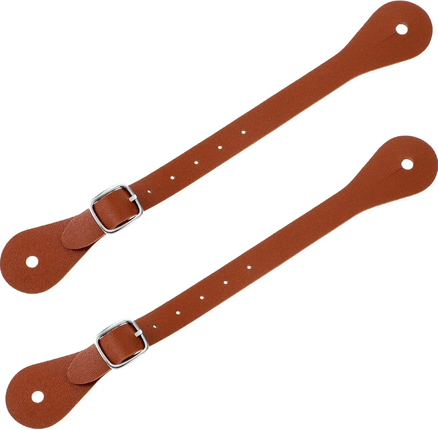 2 Pcs Leather Spur Straps for Men Women Cowboy Thigh High Boot Single Ply Spurs with Adjustable Straps, 6 Holes, for Halloween Western Cowboy Costume Accessories Horse Riding