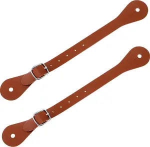 2 Pcs Leather Spur Straps for Men Women Cowboy Thigh High Boot Single Ply Spurs with Adjustable Straps, 6 Holes, for Halloween Western Cowboy Costume Accessories Horse Riding