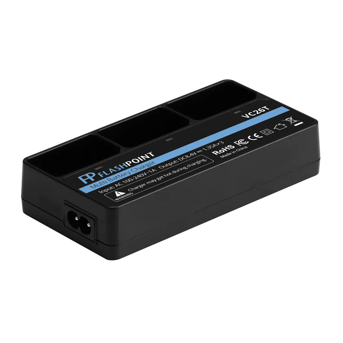 Flashpoint VC26T Durable Multi-Slot Multi Battery Charger for Photographers - AC Power Compatible Camera Accessory for Charging VB-26, V1/Zoom Li-ion Batteries