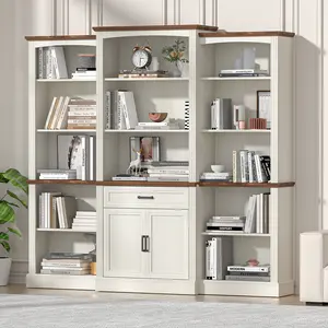 Spurgehom 5-Tier Open Bookcase, 70 Inches Tall. Features Adjustable Shelves and a Farmhouse Style Design. A Freestanding Display Storage Cabinet with Large Capacity for Living Room or Home Office