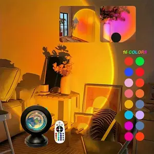 Rgb16 Color Remote Control Sunset Atmosphere Lamp, Single Color Sunset Projection LED Light, Decorative Lighting, Romantic Decor for Bedroom & Living Room，Christmas gifts #GLOBAL PICKS