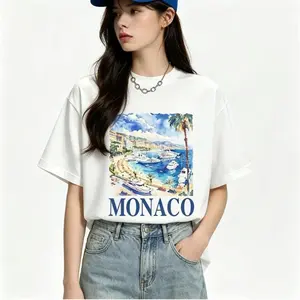 Vintage Monaco Italian Pattern T-Shirt, Unisex Retro Summer Shirt, Nostalgic Monaco T-Shirt, Vintage Style Cotton T-Shirt, Sailboat Pattern Shirt  white tee AD20