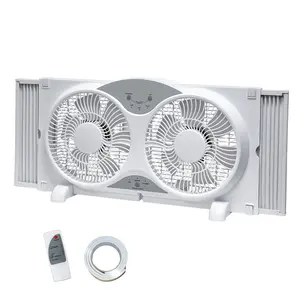 9" Twin Window Fan Reversible Airflow with Remote Control and 3 Speeds, Exchaust Fans with 23.5"-37" Adjustable Width for Home Office
