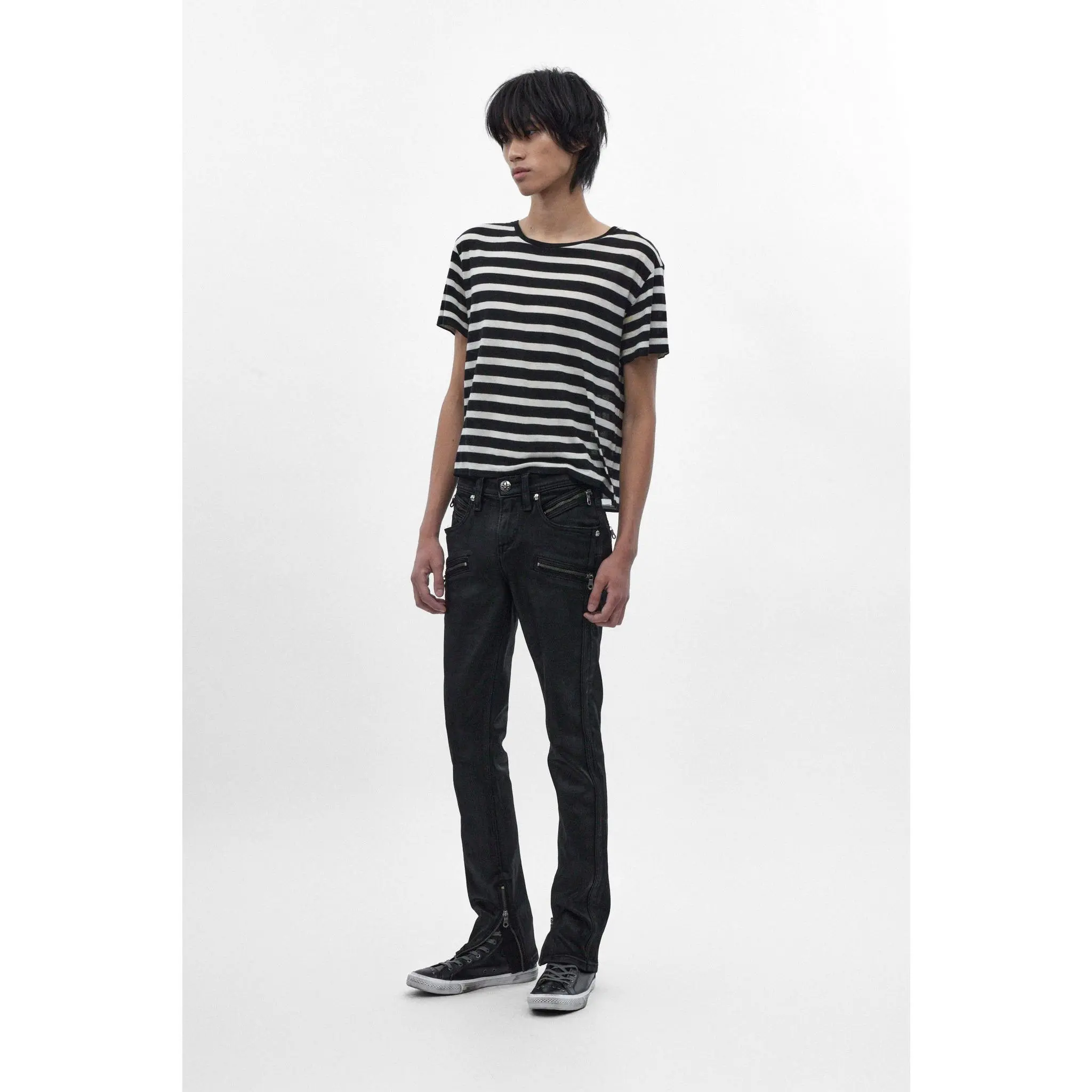 Rock Revival Charlie Slim Denim Pants - Black Coated Cotton Menswear, Casual Fit, Pocket Design