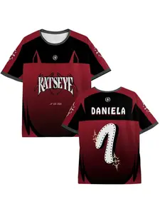 KPOP Katseye Men's and Women's Extra Large Knitted T-shirt Sophia Daniela Lara Megan Yoonchae Short Sleeve Pattern T-shirt, Y2K Style Clothing