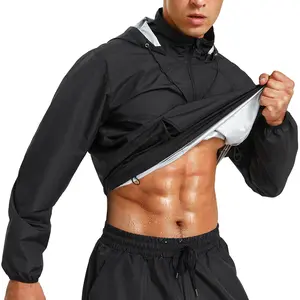 Sauna Jacket For Men Zipper Hoodie Suit Workout