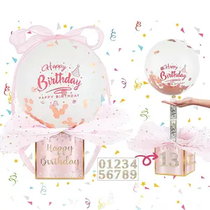 Birthday Gift Box with Ribbon, Gift Box with Balloon, Themed Gift Box, Gift Box Design, Party Gift for Birthday, Anniversary, Wedding, Party Supplies