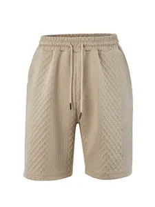 Men's Fashion Jacquard Gym Shorts, Casual Tie Waist Elastic Waist, Breathable with Pockets, Summer Beach Shorts