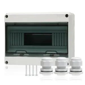 12 Way Distribution Protection Box,ABS/PC Alloy Plastic Transparent Cover Circuit Breaker Box IP66 Waterproof Distribution Box with DIN Rail and Waterproof Connector