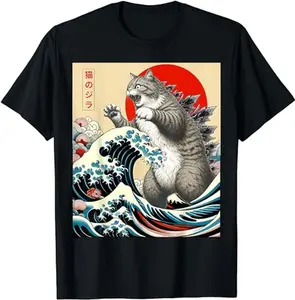 Catzilla Cat Japanese Art Funny Cat Gifts For Men Women Shirt, Funny Shirt, Cat Japanese Art Shirt, Anime lover, kitty, kitten lovers, fur parents, pet owners Shirt, Cat lover Hoodie, Sweater and T-shirt
