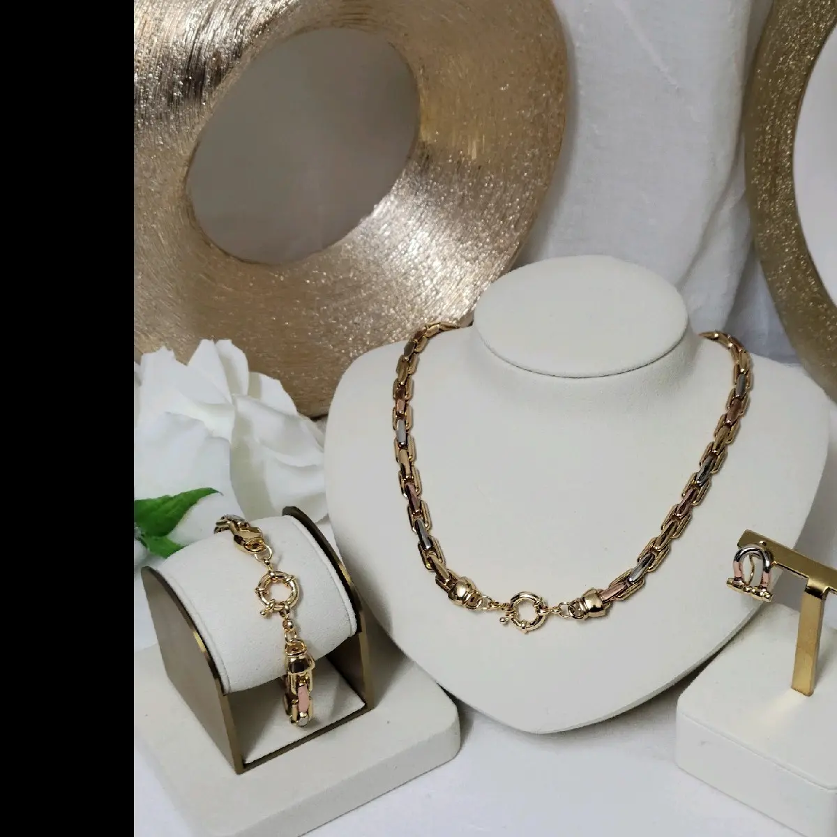 High Quality Jewelry Set For Women | 3-pieces set | Alloy Cooper Base with pure gold | 10 Years Anti-tarnisging | (Nana b)