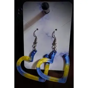 Resin Heart Hoop Hook Earrings