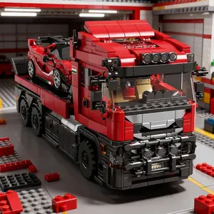Heavy Transport Truck and Sports Car Building Block Model, High Difficulty Adult Puzzle, Birthday Gift, Christmas Gift, Bricks
