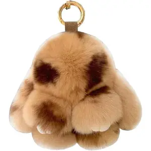 Soft Fluffy Rabbit Keychain Cute Plush Bunny Key Rings Plush Bunny Key Rings Faux Fur Keyring Pompom Keychain Decoration