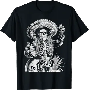 Mexico Vintage Skeleton Tequila Dia De Los Muertos Mexican T-Shirt - Tomasleza Shop 36B0DP3NNZ7Z