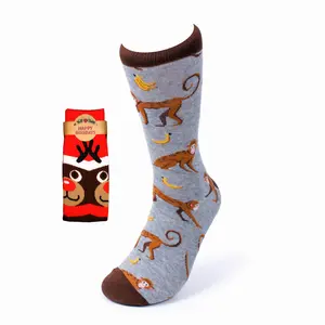 Men's Monkey Novelty Socks, Men's Novelty Socks, Funny Animal Socks, Gift for Him, Christmas Gift, Gift under 20, Novelty Socks Menswear Soft Casual Dress Formal