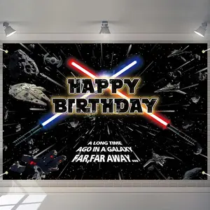 Star Themed Backdrop for Birthday Party Universe Background Galaxy Photography Party Decorations Cake Table Banner
