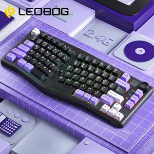 LEOBOG A75 Wireless Keyboard, Durable Rechargeable 3-modes Keyboard, Ergonomic Design Keyboard for Gaming, Office, Home, Gift for Girlfriend