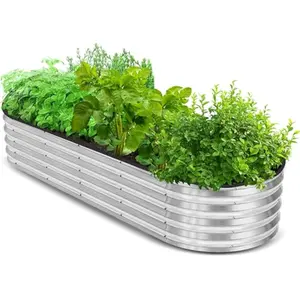 Galvanized Raised Garden Bed, 6 by 2 by 1 feet Lightweight Planter Boxes Outdoor with Easy Assembly, Large Garden Bed for Vegetables, Fruits, Flowers, Silver