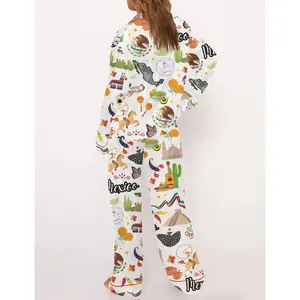 Mexico Fiesta Cotton Pajama Set for Women - Vibrant and Cozy Sleepwear for Culture Enthusiasts, Perfect for Mexican Fiesta Nights, Cultural Celebration Evenings, or Relaxed Weekend Mornings