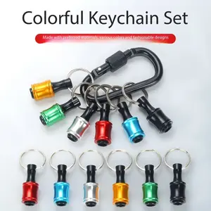 Colorful Key Ring Connector Rods, 6-Piece Set — Assorted Bit Adapter Rods for Carabiner Clips, 1/4 Hex Shank Drill Bits, Storage Organizer screwdriver bit