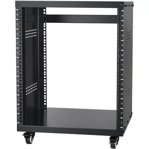 TikTokShopBlackFridayVEVOR 12U AV Rack Stand with Caster Wheels, Component Rack Cabinet Recording Studio Racks, Removable Side Panels, Universal Network Server Case, Special Vents for 19'' Audio Video Rack Mounting