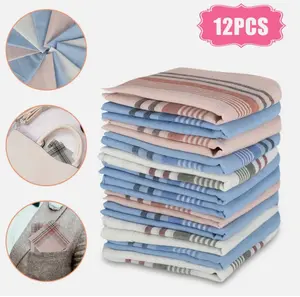 12pcs Men Handkerchiefs Classic Hankies Hanky Pocket Square Handkerchief Random