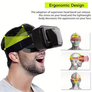 G12 Portable Wearable VR Headset, ABS-Constructed Devices for 4.5-7.0 in iOS & Android Smartphones, Immersive 3D Virtual World Experience
