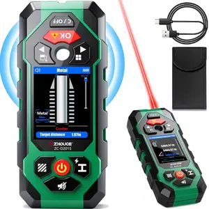 Stud Finder Wall Scanner - with Laser Distance Meter & Digital Level, 5 in 1 Rechargeable Deep Scan Stud Finder, Detect Wood Metal Studs AC Wires Pipes, HD LCD Display with Voice Alert, Type-C Charging