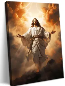 Religious Jesus Christ Divine Mercy Portrait Canvas Wall Art - Christian Wall Decor Ornaments for Living Room, Prayer Room