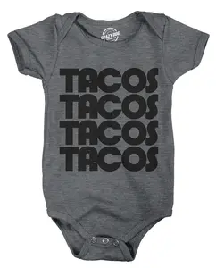 Creeper Tacos Tacos Tacos Funny Mexican Bodysuit for Newborn Baby Funny Baby Onesies Cinco De Mayo Clothes for Baby Funny Food Onesie Novelty Onesie Dark Grey