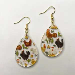Chicken Dangle Acrylic Earrings