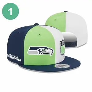 Seattle Seahawks Snapback Hat Navy Green White Colorblock Flat Brim Adjustable Cap NFL Style