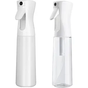 Misto Continuous Spray Bottle with Ultra Fine Mist - 10.1oz/300ml for Hair, Home Cleaning, Salons, , , and More - Hair Spray Bottle, Barber Accessories (2 Pack) (white)