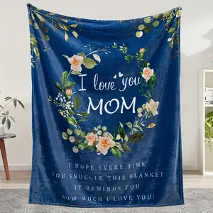 I Love You Mom Floral Flannel Blanket Sentimental Mom Throw with Rose Wreath & Love Message – Ultra-Soft, Cozy, Perfect for Mother’s Day, Birthday Gifting, Bedroom Decor, Ideal for Year-Round Snuggling & Warm Hugs.