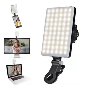 LED Selfie Light, Black/White Mobile Phone Fill Light, Adjustable Angle and Brightness, Suitable for Photography, Live Streaming, Selfies, Portable Clip-On Lighting, Cellphone