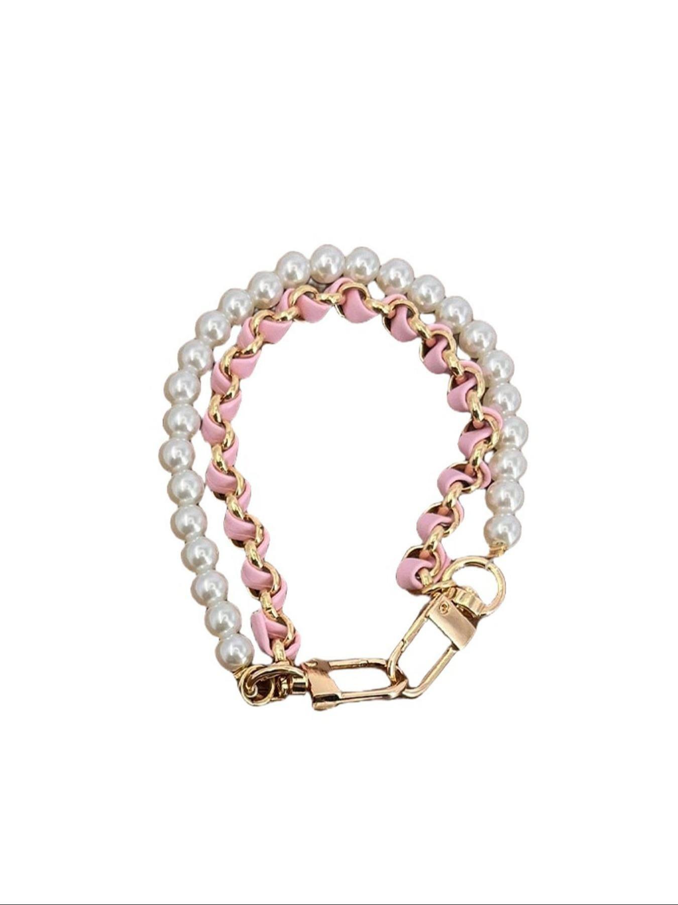 Fashionable Solid Color Pearl Extended Chain, Fashionable Chain Strap, Stylish Bag and Handbag Accessory for Everyday Use, Trendy Mobile Chain, Phone Lanyard