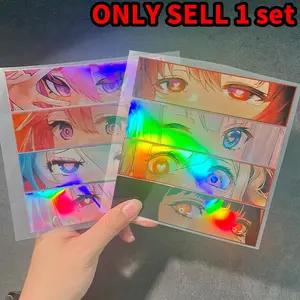 4PCS  Cool Laser Second-dimensional Anime Beautiful Girl Eyes Motorcycle Stickers Are Waterproof and Easy To Stick Without Leaving Traces Suitable for Motorcycle Side Panels  Car Laptops  JDM Style Decorative Self-adhesive Decals