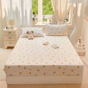New Wrinkled Double Layer Mesh Bed Sheet Set, Cream Cloud Feel, Double Layer Mattress Protector, All Seasons