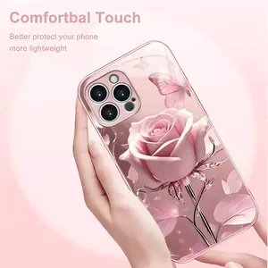 Phone Case: Pink Rose Butterfly Elegant Fashion Phone Case - Suitable for iPhone 17/17 Air/17 Pro/17 Pro Max/16/16 Pro/16 Plus/16 Pro Max/16e/15/15 Pro/15 Pro Max/14/14 Pro/14 Plus/14 Pro Max/13/13 Pro/13 Pro Max - Shockproof and Durable, Fashion Design