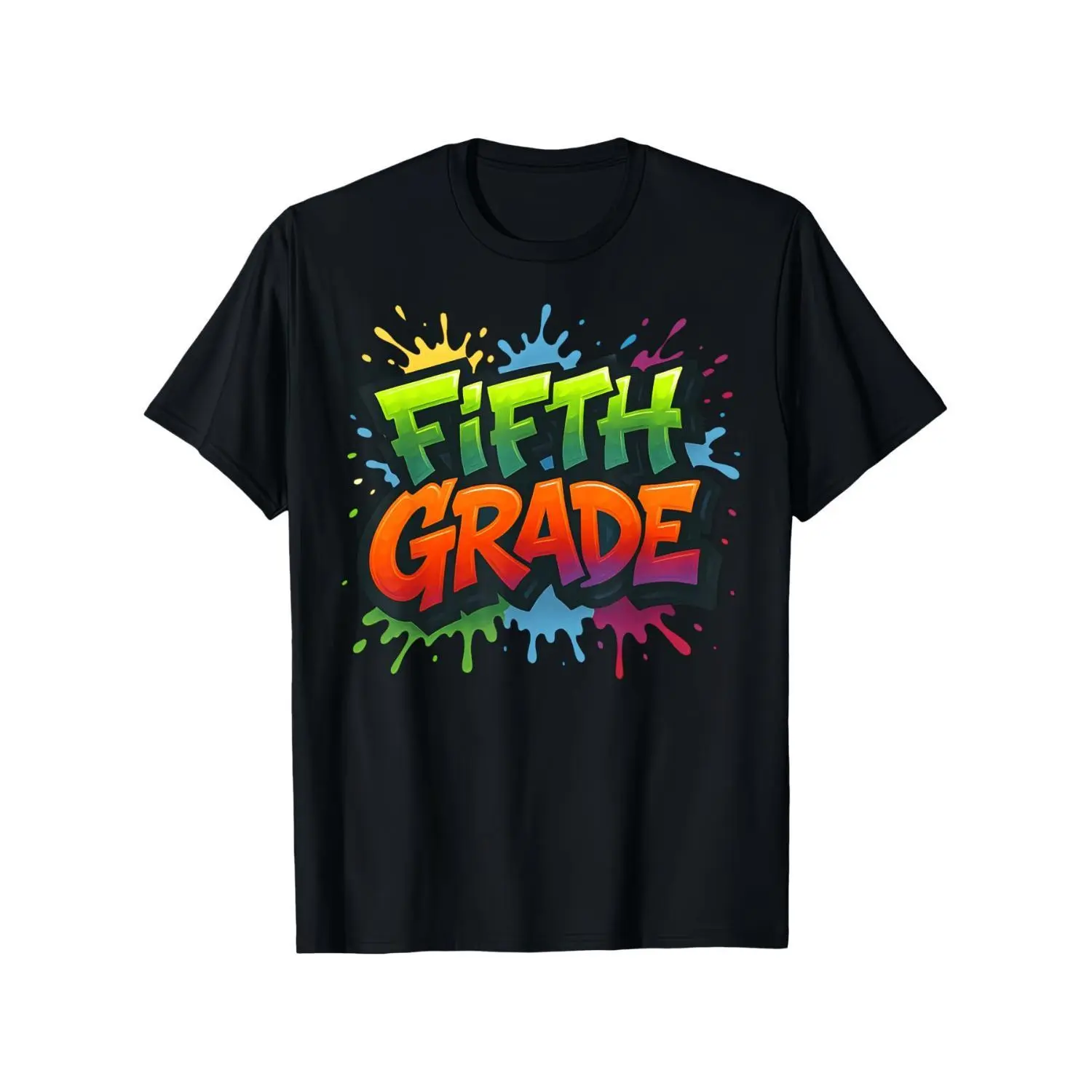Kids 5th Grade Back to School Cotton T-shirt Comfortable Breathable Round Neck Short Sleeve Tee with Fifth Grade Print Casual Daily Wear Machine Washable Gift for Kids New School Year
