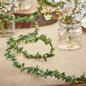 2M 20LED Green Leaf Garland  Fairy LED String Lights Artificial Leaf Vine for Christmas Home Wedding Birthday Party Decorations